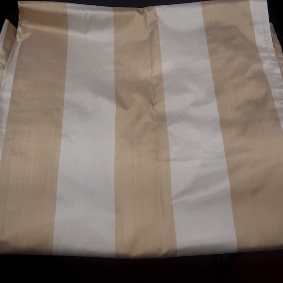 4 Majesty Cream/Beige 42W x 84L Dupioni Silk Striped Tailored Panels - Picture 6 of 11